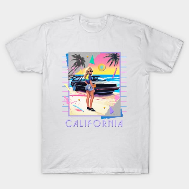 CALIFORNIA BEACH 80S RETRO STYLE T-Shirt by DISCO DISCO MX